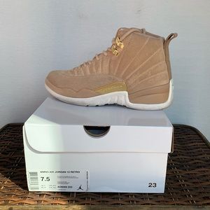 Jordan 12 Retro Women- Vachetta Tan/ Metallic gold